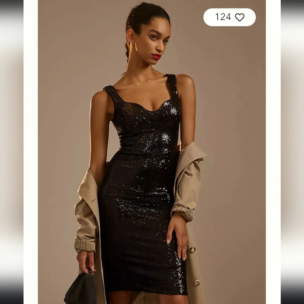 Dress the population sweetheart sequin midi dress - Picture 1 of 12